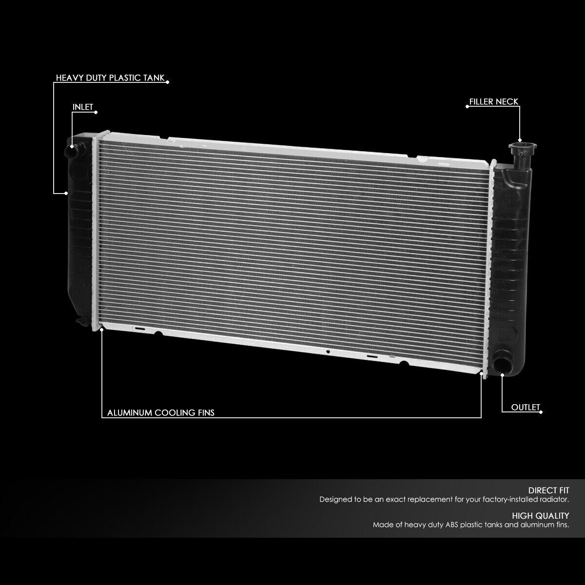 For 1995-2000 Chevy GMC C K 1500 2500 3500 Aluminum Core OE Style Radiator 2316